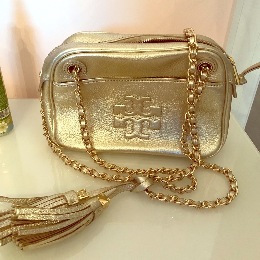 Tory Burch gold shoulder/crossbody camera bag